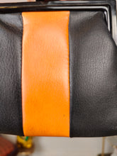 Load image into Gallery viewer, Vintage coin purse grandma bag black orange faux leather
