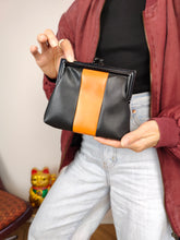 Load image into Gallery viewer, Vintage coin purse grandma bag black orange faux leather
