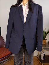 Load image into Gallery viewer, Second hand wool blend Ben Sherman blazer jacket navy blue unisex men 54 L
