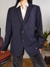 Load image into Gallery viewer, Second hand wool blend Ben Sherman blazer jacket navy blue unisex men 54 L

