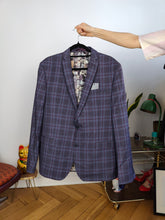 Load image into Gallery viewer, Second hand Ben Sherman blazer jacket check checker tartan purple unisex men 54 L
