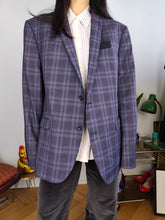 Load image into Gallery viewer, Second hand Ben Sherman blazer jacket check checker tartan purple unisex men 54 L
