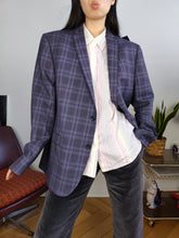Load image into Gallery viewer, Second hand Ben Sherman blazer jacket check checker tartan purple unisex men 54 L
