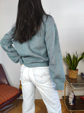 Load image into Gallery viewer, Vintage wool sweater S M | pullover knit knitted jumper blue orange geometric pattern Italy
