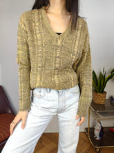 Load image into Gallery viewer, Vintage wool sweater S M | pullover knit knitted jumper V neck beige brown Italy
