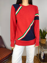 Load image into Gallery viewer, Vintage wool sweater S | pullover knit knitted jumper red stripes Italy Cisio
