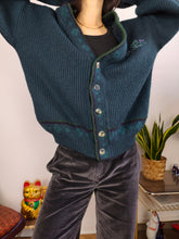 Load image into Gallery viewer, Vintage wool cardigan M | green knit knitted sweater jacket
