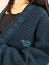 Load image into Gallery viewer, Vintage wool cardigan M | green knit knitted sweater jacket
