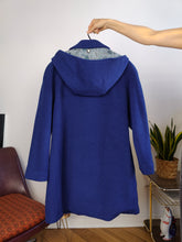 Load image into Gallery viewer, Vintage wool coat M - L | blue detachable hoodie winter midi jacket women

