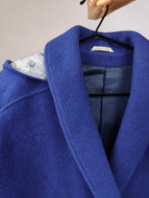 Load image into Gallery viewer, Vintage wool coat M - L | blue detachable hoodie winter midi jacket women
