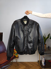 Load image into Gallery viewer, Vintage leather jacket M L | bomber black padded coat women unisex men
