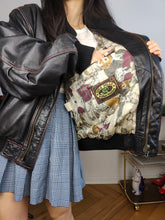 Load image into Gallery viewer, Vintage leather jacket M L | bomber black padded coat women unisex men
