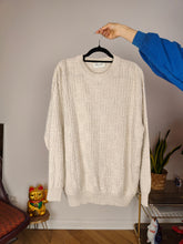 Load image into Gallery viewer, Vintage cotton sweater M L | structural linen pullover knit jumper white beige women unisex men
