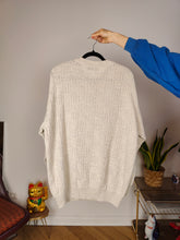 Load image into Gallery viewer, Vintage cotton sweater M L | structural linen pullover knit jumper white beige women unisex men
