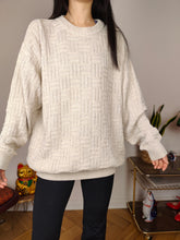 Load image into Gallery viewer, Vintage cotton sweater M L | structural linen pullover knit jumper white beige women unisex men
