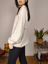 Load image into Gallery viewer, Vintage cotton sweater M L | structural linen pullover knit jumper white beige women unisex men

