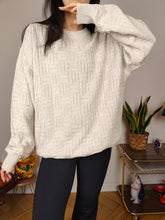 Load image into Gallery viewer, Vintage cotton sweater M L | structural linen pullover knit jumper white beige women unisex men

