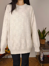 Load image into Gallery viewer, Vintage cotton sweater M L | structural linen pullover knit jumper white beige women unisex men

