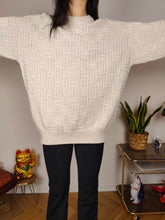 Load image into Gallery viewer, Vintage cotton sweater M L | structural linen pullover knit jumper white beige women unisex men
