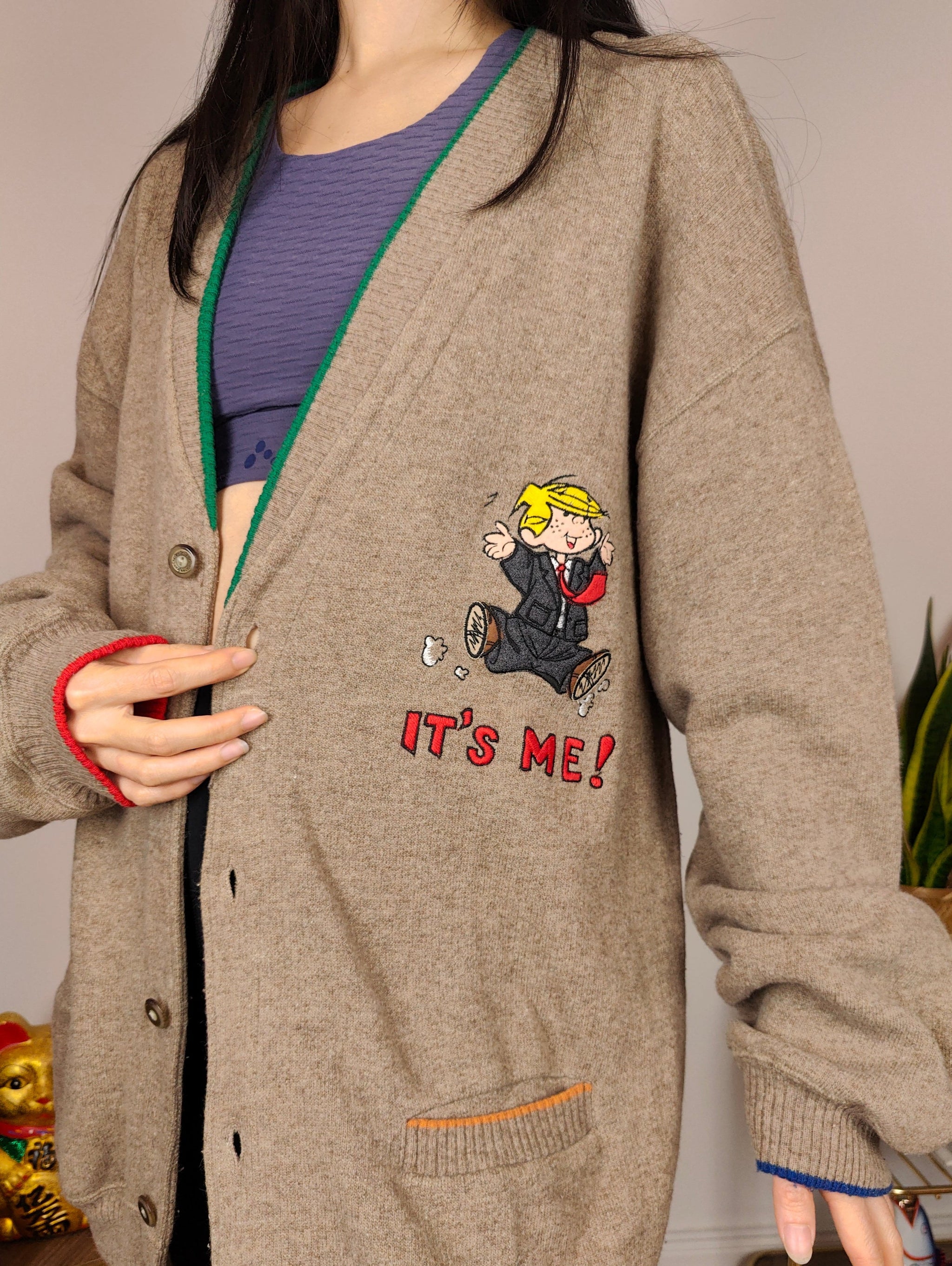 Vintage J.C. de Castelbajac wool cardigan L XL | beige designer