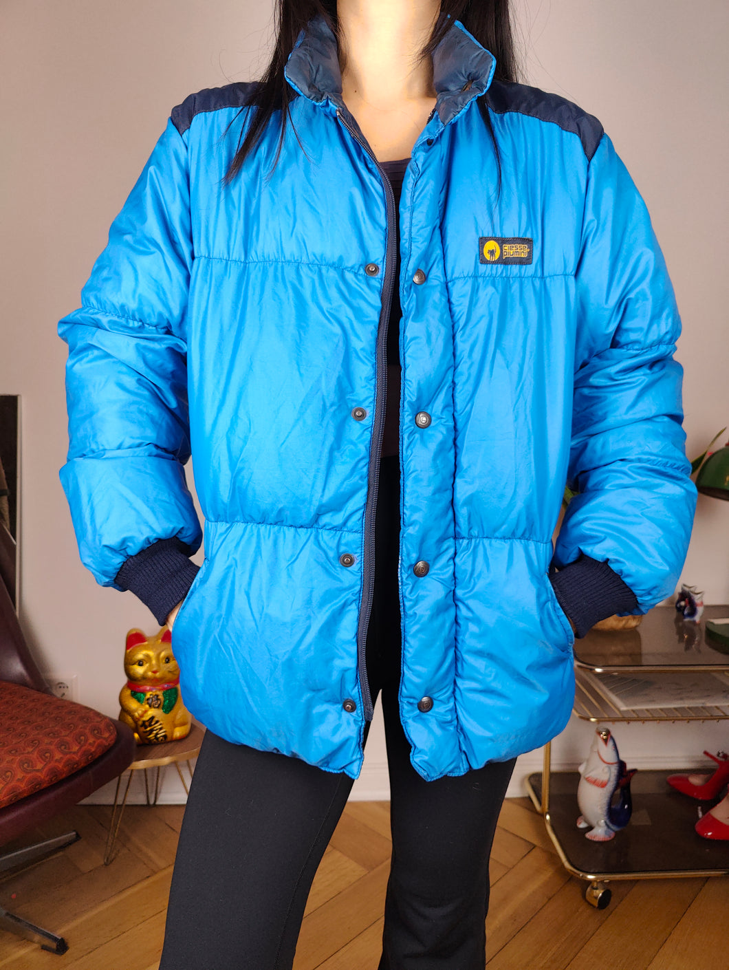 Vintage down puffer jacket S | blue winter coat Ciesse Piumini Italy