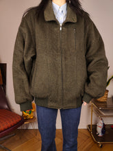 Load image into Gallery viewer, Vintage wool bomber jacket L | khaki green winter coat unisex men
