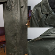 Load image into Gallery viewer, Vintage genuine leather coat khaki green long maxi trench jacket club matrix women S
