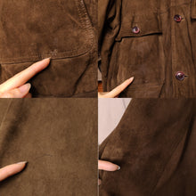Load image into Gallery viewer, Vintage suede leather bomber jacket XL | Paul Smith khaki green brown coat unisex men

