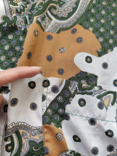 Load image into Gallery viewer, The Silk Green Yellow Baroque Pattern Shirt | Vintage 90s Fashion Sebat silk spring summer short sleeve crazy print festival unisex men 45/46 XXL
