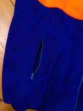 Load image into Gallery viewer, Vintage fleece jacket pullover jumper cardigan blue orange thick ski embroidery unisex men XL
