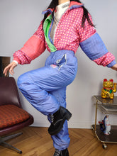 Load image into Gallery viewer, Vintage Duibos ski suit XS S | snow snowboard winter pink purple checker sport jumpsuit women
