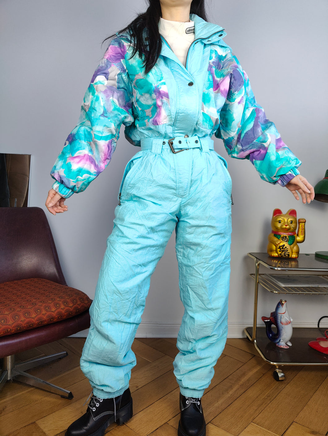 Vintage Sergio Tacchini ski suit S | snow snowboard winter blue sport jumpsuit women