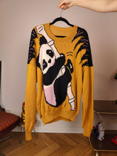 Load image into Gallery viewer, Vintage knit sweater XL XXL | pullover panda animal knitted jumper yellow
