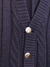 Load image into Gallery viewer, Vintage wool cardigan M | navy blue cable knit knitted golf sweater jacket women men unisex
