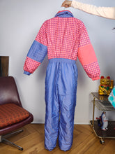 Load image into Gallery viewer, Vintage Duibos ski suit XS S | snow snowboard winter pink purple checker sport jumpsuit women
