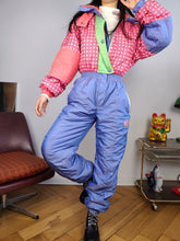 Load image into Gallery viewer, Vintage Duibos ski suit XS S | snow snowboard winter pink purple checker sport jumpsuit women
