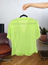 Load image into Gallery viewer, Vintage blouse shirt S | neon brat green bird animal short sleeve Roberto Puccini women
