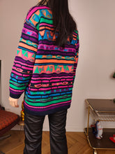 Load image into Gallery viewer, Vintage wool sweater M | pullover knit knitted jumper black colorful pattern

