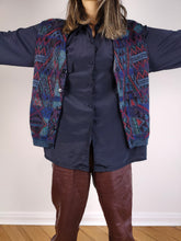 Load image into Gallery viewer, The Mohair Knitted Sweater Vest | Vintage mohair wool knit pattern blue sleeveless waist coat cardigan Bizarro women men unisex M
