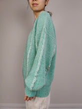 Load image into Gallery viewer, The Chunky Mint Knit | Vintage wool mix sweater jumper pullover cable knit plain green blue M
