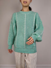 Load image into Gallery viewer, The Chunky Mint Knit | Vintage wool mix sweater jumper pullover cable knit plain green blue M
