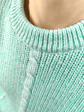 Load image into Gallery viewer, The Chunky Mint Knit | Vintage wool mix sweater jumper pullover cable knit plain green blue M
