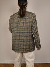 Lade das Bild in den Galerie-Viewer, Der Opa Wollkaro-Blazer | Vintage-Jacke aus reiner Wolle mit Karomuster in Braungrau, Größe S
