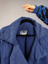 Load image into Gallery viewer, The Blue Cotton Padded Jacket | Vintage short structural pattern big sleeves blazer winter autumn coat M
