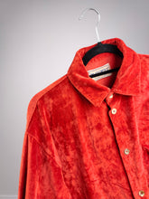Load image into Gallery viewer, The Red Velvet Shirt | Vintage red velvet relaxed fit blouse oversized shirt jacket cotton M-L
