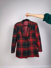 Load image into Gallery viewer, The Tartan Wool Red Green Blazer | Vintage wool blend jacket red green plaid check checkered pattern Italian S-M
