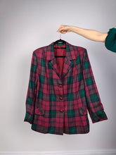Load image into Gallery viewer, The Tartan Purple Green Blazer | Vintage jacket red purple green plaid check checkered pattern M
