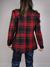 Load image into Gallery viewer, The Tartan Wool Red Green Blazer | Vintage wool blend jacket red green plaid check checkered pattern Italian S-M

