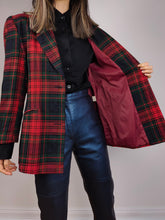 Load image into Gallery viewer, The Tartan Wool Red Green Blazer | Vintage wool blend jacket red green plaid check checkered pattern Italian S-M
