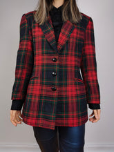 Load image into Gallery viewer, The Tartan Wool Red Green Blazer | Vintage wool blend jacket red green plaid check checkered pattern Italian S-M
